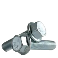 Close-up of a hex flange bolt with integrated washer head, ideal for automotive and industrial applications